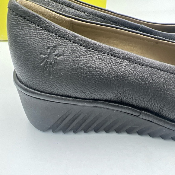 Fly London LENY258FLY-000 Womens Black Leather Slip On Wedge Size EU38 NEW w/Box - Picture 7 of 16